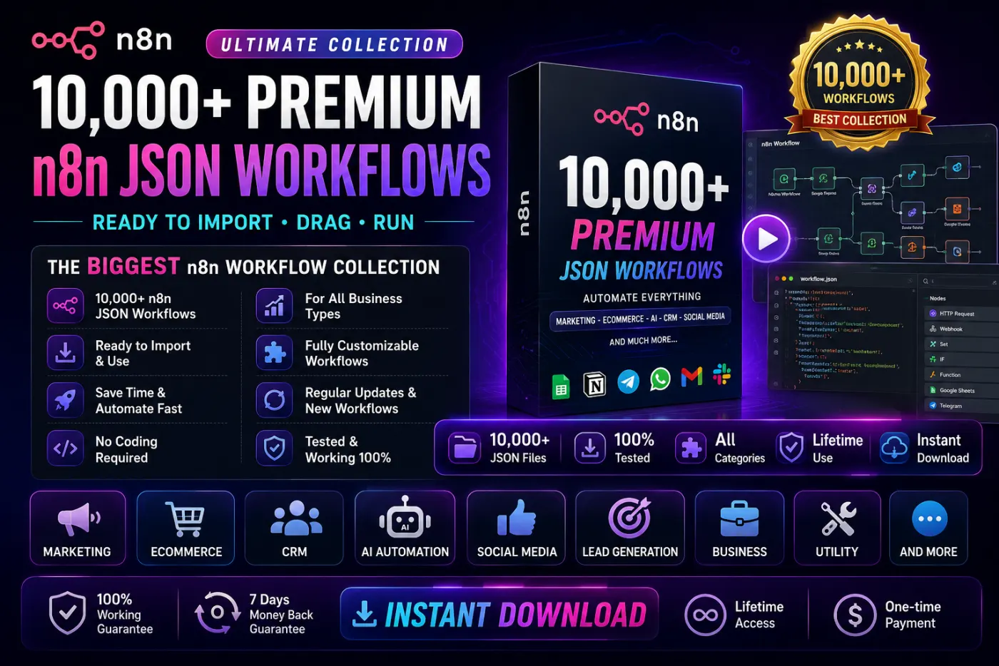 10,000+ Premium n8n JSON Workflows Collection