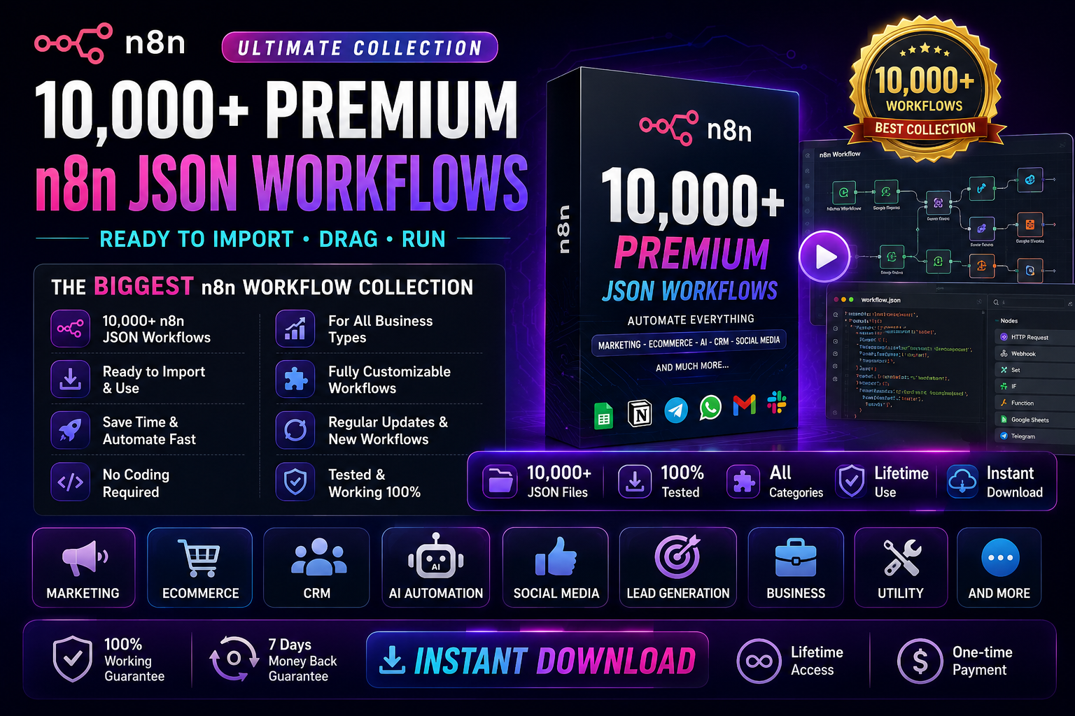 10,000+ Premium n8n JSON Workflows Collection